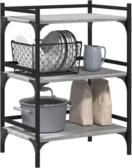 vidaXL Τρόλεϊ Κουζίνας Ξύλινο 3 Θέσεων Γκρι 50x35x75.5cm