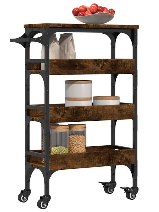 vidaXL Wooden Kitchen Trolley 3 Tiers Brown 53x20x76cm
