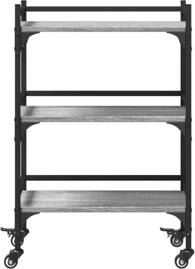 vidaXL Τρόλεϊ Κουζίνας Ξύλινο 3 Θέσεων Γκρι 50x35x75.5cm
