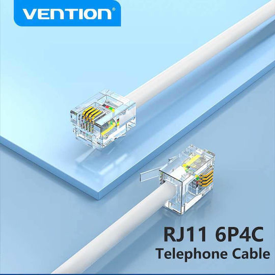 Vention Плоски Телефонен кабел RJ11 6P4C 3м Бял (IQBWI)