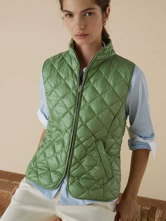 Emme Scurt Jachetă de femei Fără mâneci Puffer Impermeabil pentru iarnă Verde