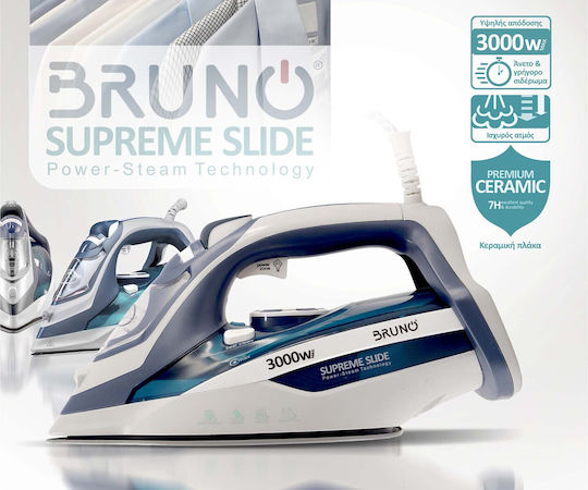 Bruno Fier de Călcat cu Aburi 3000W cu Talpă Ceramică