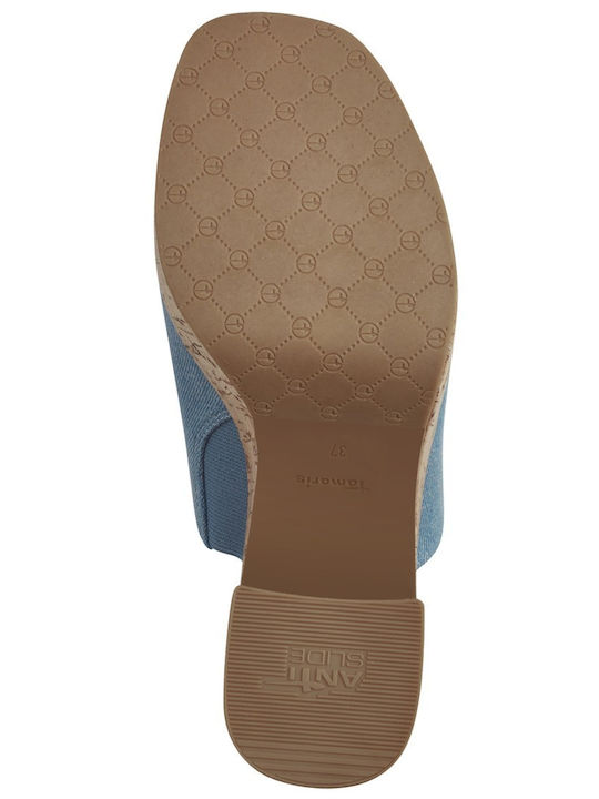 Tamaris Mules mit Chunky Absatz in Blau Farbe