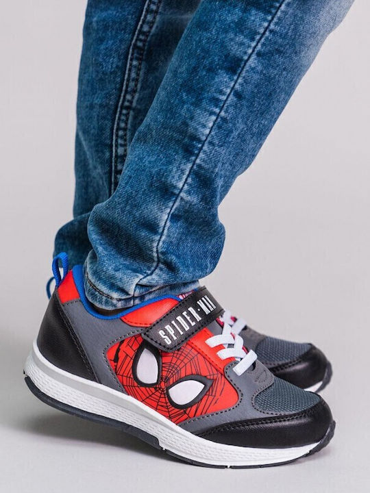 Spiderman Kids Sneakers with Hoop & Loop Closure Black