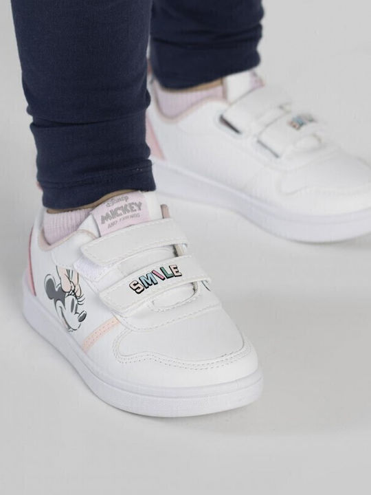 Minnie Mouse Kids Sneakers with Hoop & Loop Closure White
