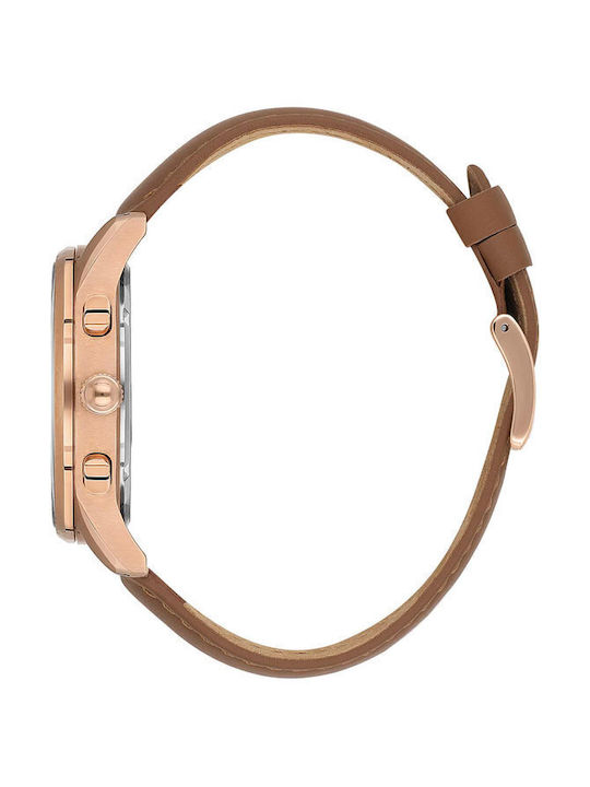 Beverly Hills Polo Club Watch Battery with Brown Leather Strap