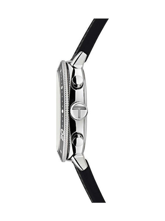 Ted Baker Caine Ανδρικό Ρολόι 44mm Χρονογράφος Μπαταρίας με Μαύρο Δερμάτινο Λουράκι