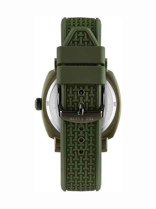 Ted Baker Caine Men's Watch 44mm Battery with Green Rubber Strap