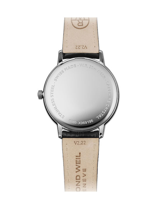 Raymond Weil Ανδρικό Ρολόι 42mm Μπαταρίας με Μαύρο Δερμάτινο Λουράκι