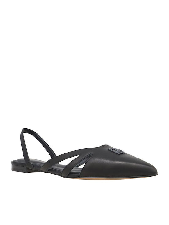 Verity Δερμάτινες Γυναικείες Μπαλαρίνες Slingback σε Μαύρο Χρώμα