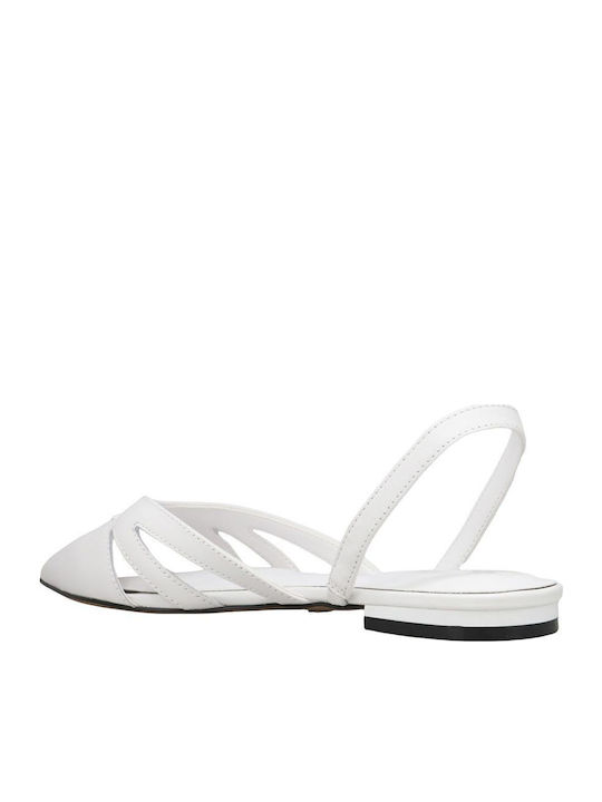 Leather Slingback Ballerinas Verity White