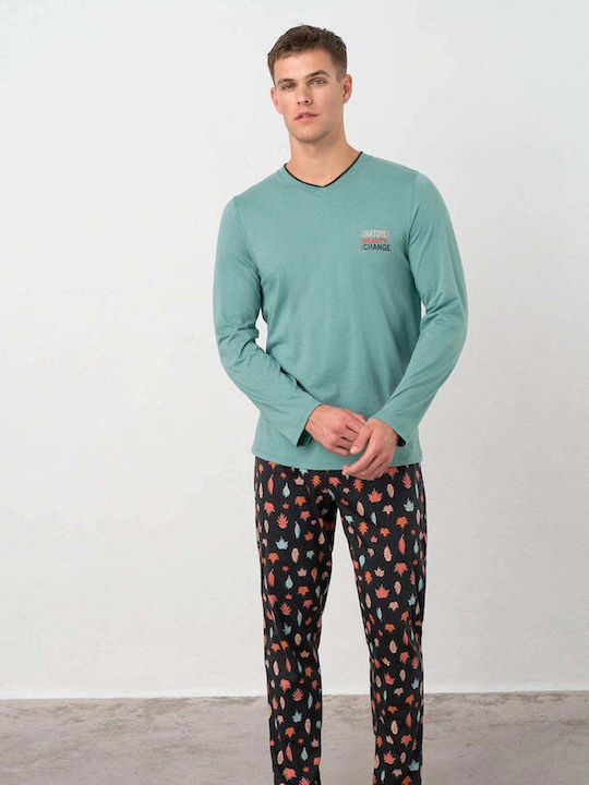 Vamp Men's Winter Cotton Pajama Pants Blue