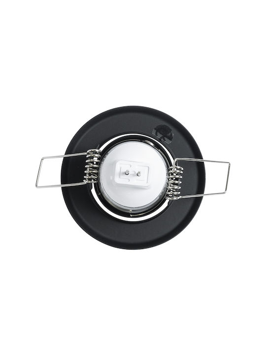 GloboStar Delta Round Metallic Frame for Spot GU5.3 Black 7x7cm. 1pcs