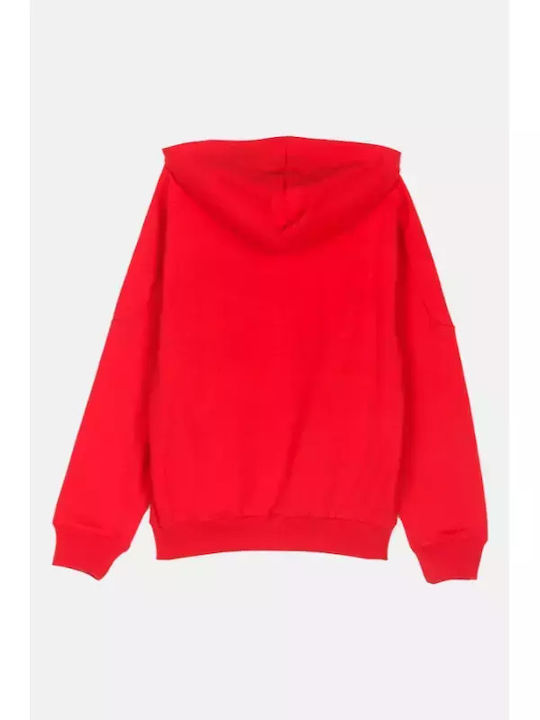 Kinderstrickjacke Baumwolle mit Kapuze Rot
