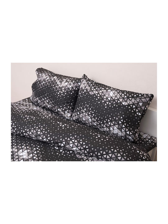 Viopros Sheet Sets Queen with Elastic 160x200+25cm. Carter Charcoal 4pcs