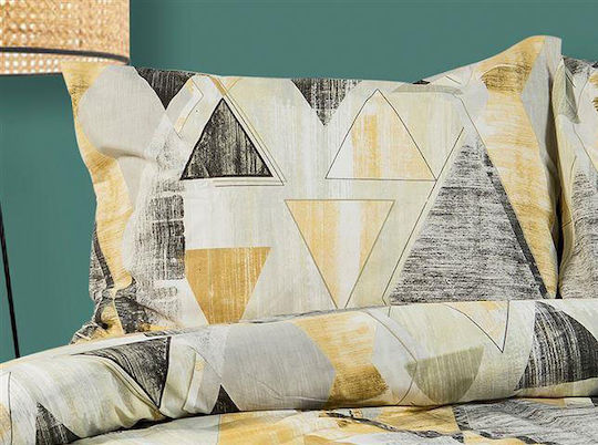 Dimcol Geometrical Σετ Υπέρδιπλο 4τμχ 220x240εκ. Beige