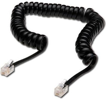 Digitus Спирала Телефонен кабел RJ11 6P4C 4м Черен (AK-460101-040-S)