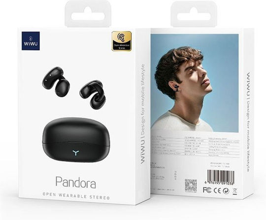 Wiwu Pandora T17 Open Ear Bluetooth Handsfree Ακουστικά με Θήκη Φόρτισης Μαύρα