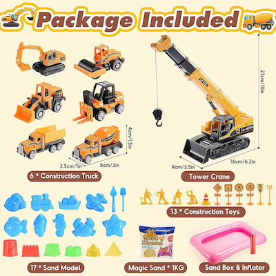 Geebiiny Kinetic Beach Truck Set with Accessories made of Plastic Beige 28cm