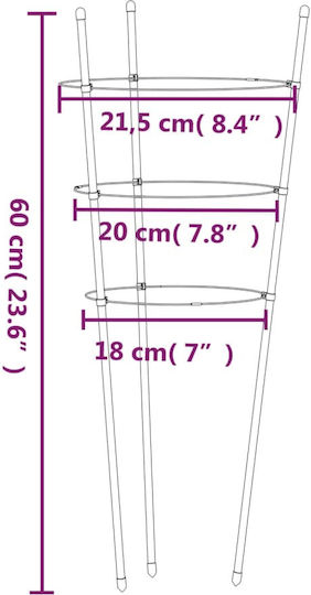 Garden Plant Stakes 3 Rings 5 Pcs Green 60 cm Steel 21.5 x 60 cm