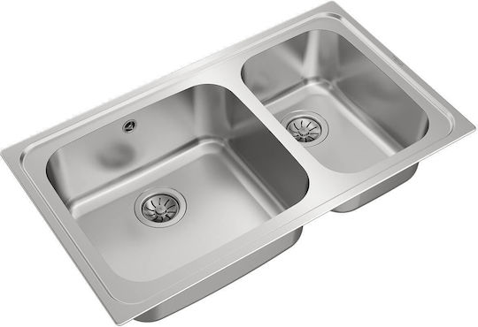 Teka Classic 2B 86 Ένθετος Νεροχύτης Δεξιός Inox Σατινέ Μ86xΠ50cm Ασημί