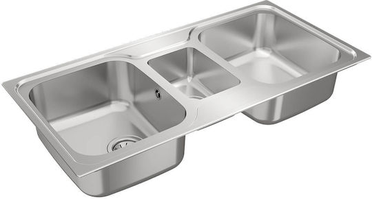 Teka Super Bowl 2 1/2C Ένθετος Νεροχύτης Inox Σατινέ Μ100xΠ50cm Ασημί