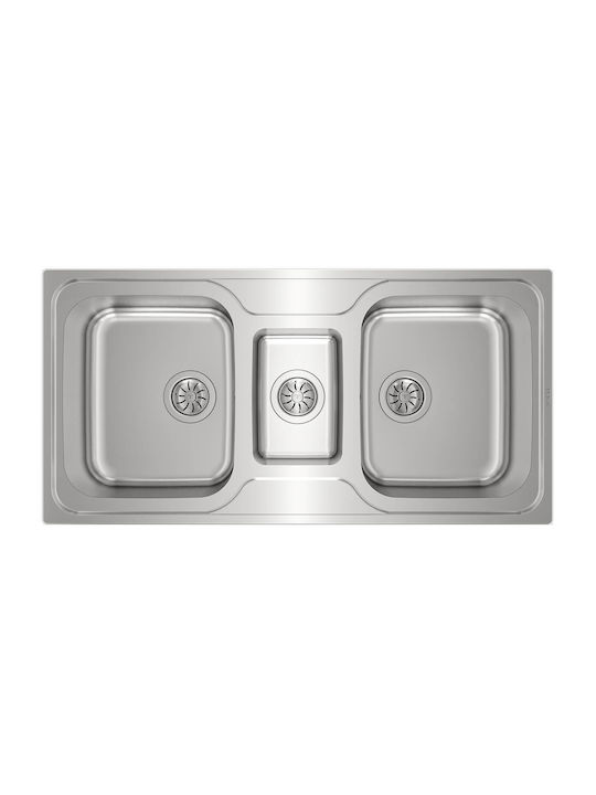 Teka Super Bowl 2 1/2C 10119080 Drop-In Sink Inox Satin W100xD50cm Silver