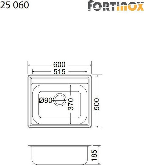 Fortinox Valley 25060 107-25060-112 Drop-In Spüle Inox Matt B60xT50cm Silber