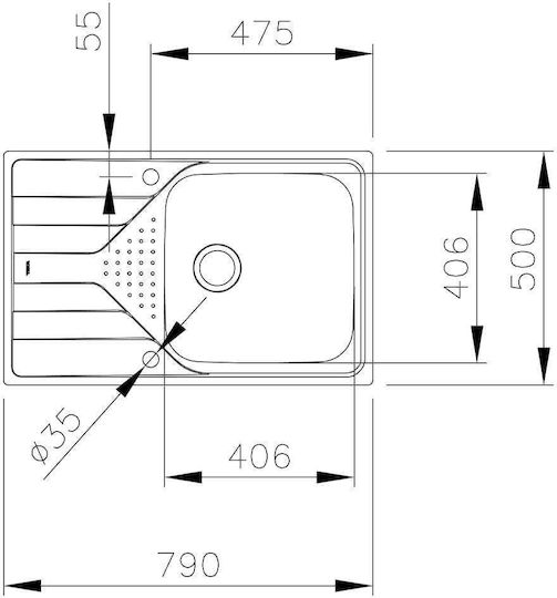 Teka Universe 50 T-XP 1B 1D Max Ένθετος Νεροχύτης Inox Σατινέ Μ79xΠ50cm Ασημί