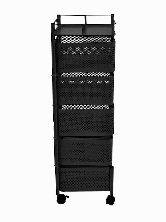 Ankor Metal Kitchen Trolley 5 Tiers Black 28x28x91cm