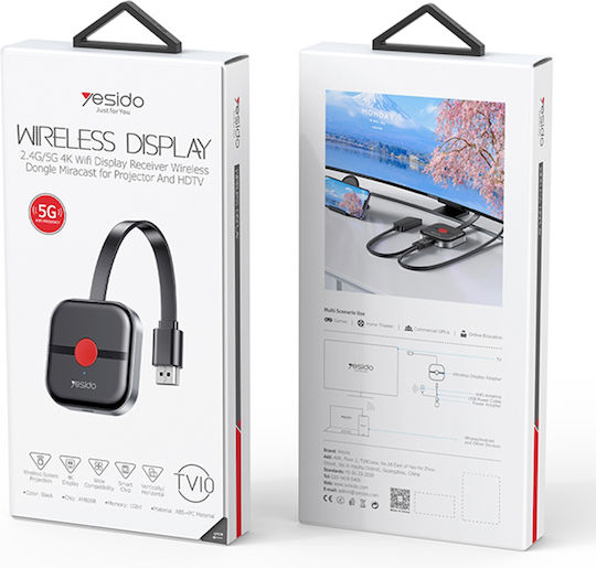 Yesido Wireless Screen Display Receiver Tv10 5g High-definition Hdmi Замяна Телевизор