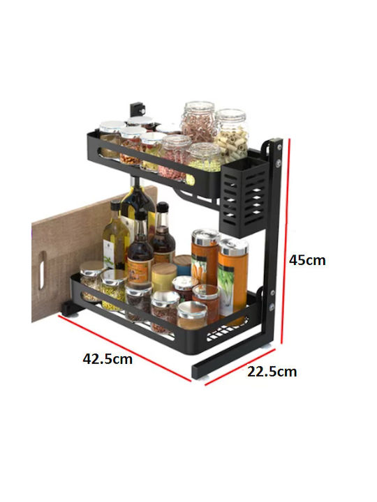 Metallic Tabletop Spice Rack Organizer Διώροφη Black
