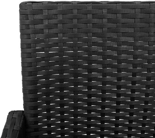 Gartenhocker Bar Außeneinsatz Rattan mit Kissen Schwarz 2Stücke 45,5x49x118cm