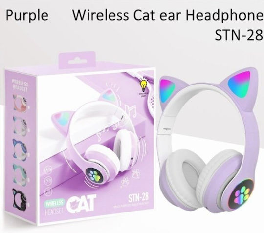 Cat STN28 Ασύρματα / Ενσύρματα On Ear Ακουστικά με 9 ώρες Λειτουργίας Μωβ
