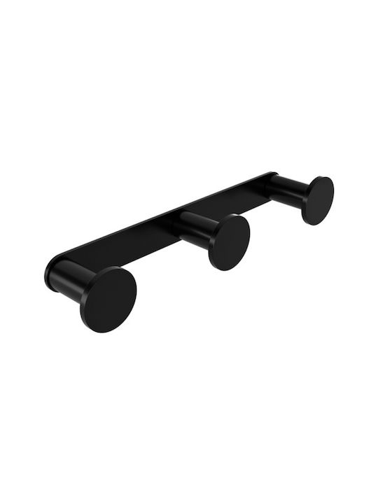 Verdi Omicron Triple Wall-Mounted Bathroom Hook ​16.5x2.8cm Black Matt