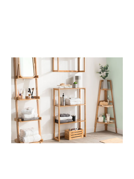 5Five 174519 Γωνιακή Επιδαπέδια Ραφιέρα Μπάνιου Bamboo με 3 Ράφια 31.9x31.9x103cm Καφέ