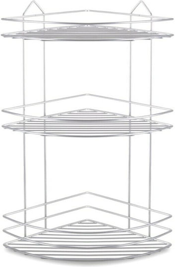 Viosarp Ъглова Стенна Рафтове За Баня Метален с 3 Рафтове 34x24x47см Сребрист