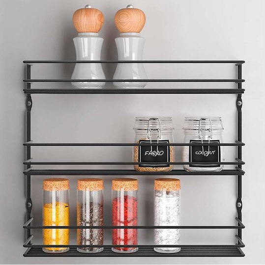 Metaltex Pepito An der Wand montiert Badezimmerregal Metallisch mit 3 Regalböden 36x8x32cm Schwarz
