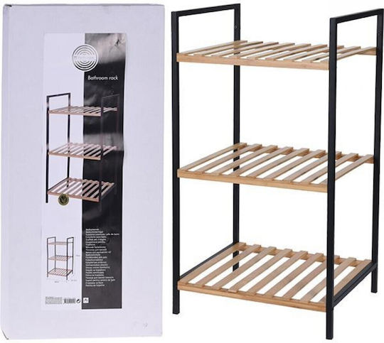 Next Επιτοίχια Ραφιέρα Μπάνιου Bamboo με 3 Ράφια 38x32.5x70cm Μπλε