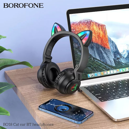 Cat Ears Y47 Ασύρματα Bluetooth On Ear Ακουστικά με Ραδιόφωνο Μαύρα