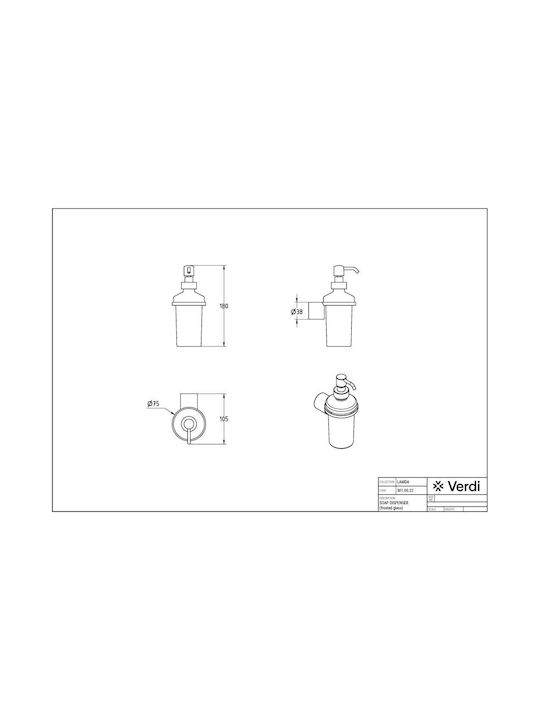 Verdi Lamda Wall-mounted Dispenser Glass White Matt 500ml