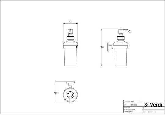 Verdi Delta Montat pe perete Dispenser Sticlă Argintiu 500ml