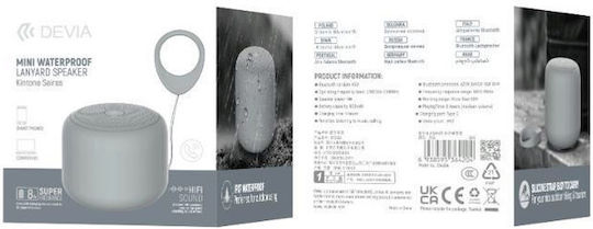 Devia EM054 Αδιάβροχο Ηχείο Bluetooth 5W με Διάρκεια Μπαταρίας έως 8 ώρες Γκρι