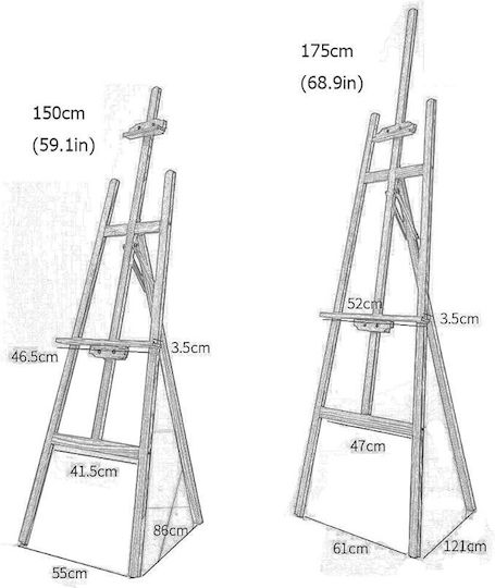 eBest Καβαλέτο Ζωγραφικής Επιδαπέδιο Ξύλινο 55x46.5x150cm