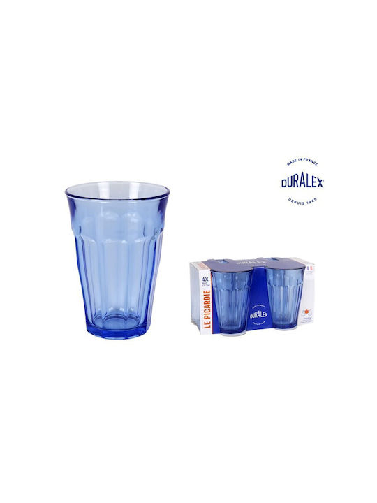 Duralex Set of Glasses Water made of Glass in Blue Color 360ml 4pcs