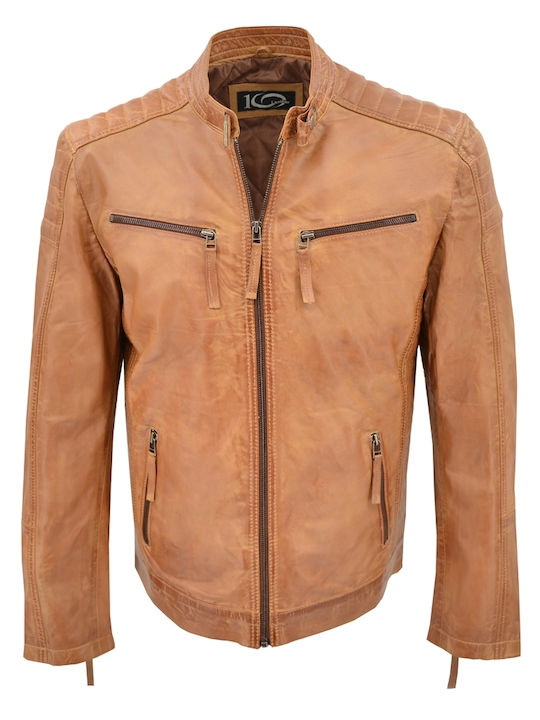 Δερμάτινα 100 Men's Leather Jacket Camel