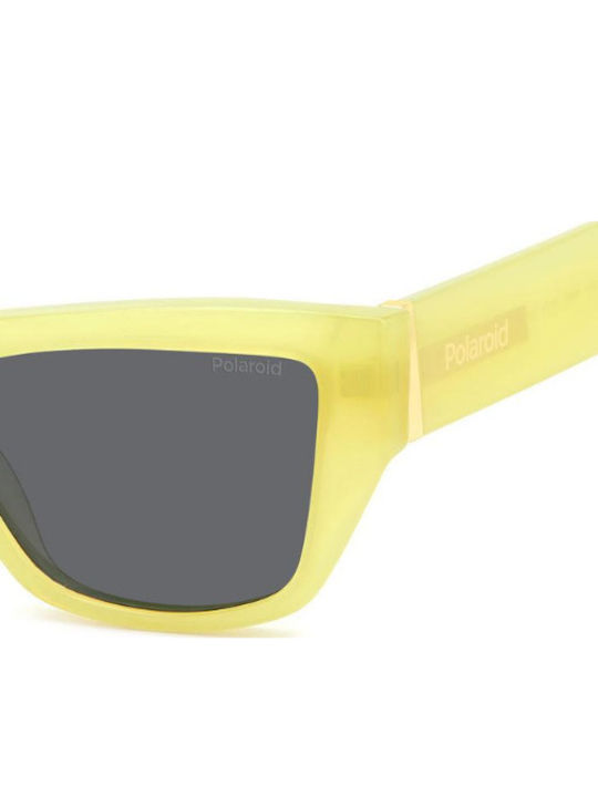 Polaroid Women's Sunglasses with Yellow Plastic Frame and Gray Polarized Lens PLD6210/S/X 40G/M9