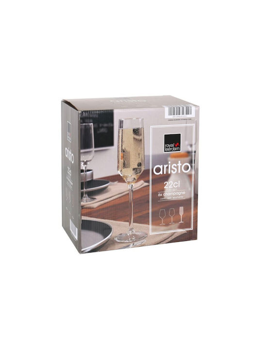 Royal Leerdam Aristo Set Gläser Champagner aus Kristall Mit Stiel 220ml 6Stück