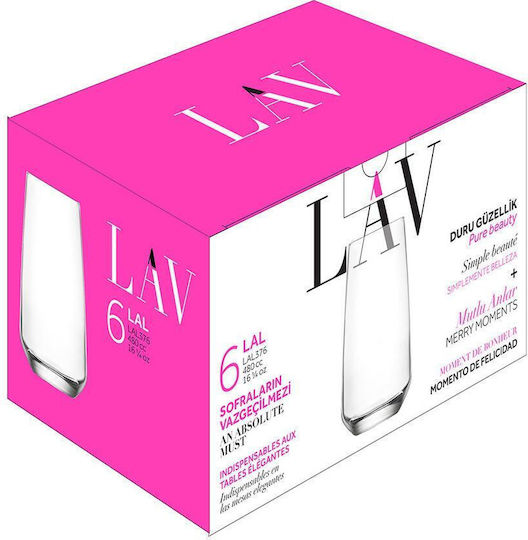LAV Set Gläser Wasser aus Glas 480ml LVLAL37648 6Stück