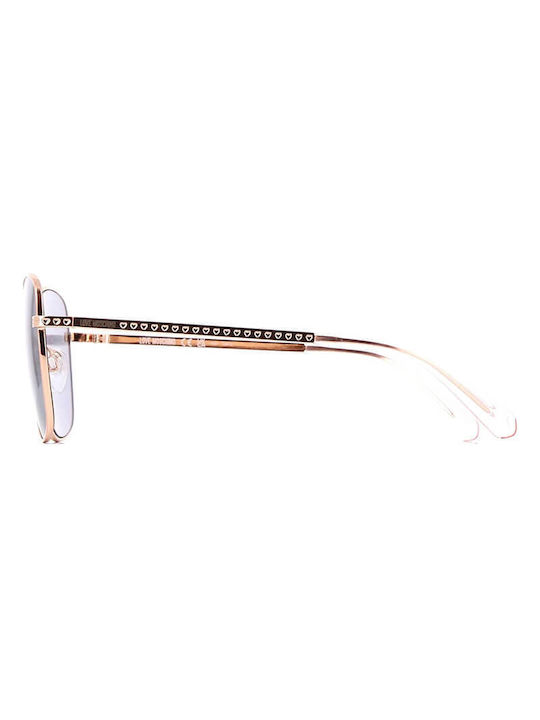 Moschino Femei Ochelari de soare cu Rose Gold Din metal Rame și Gri Lentilă MOL069/S PY3/IR